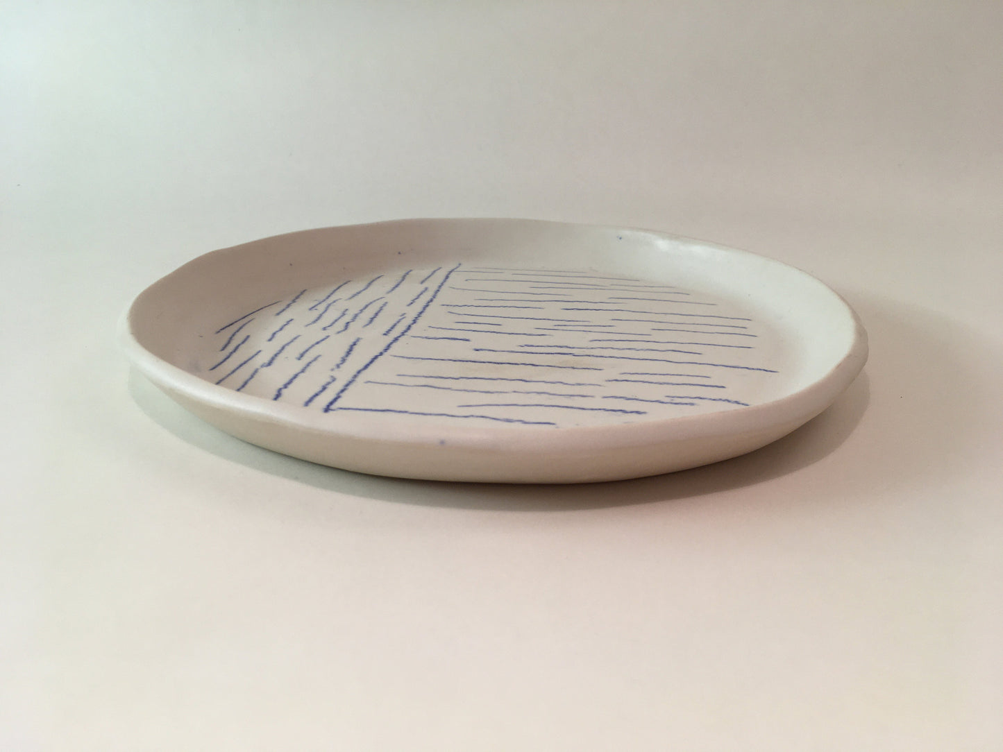 Porcelain Plate with Blue Lines II