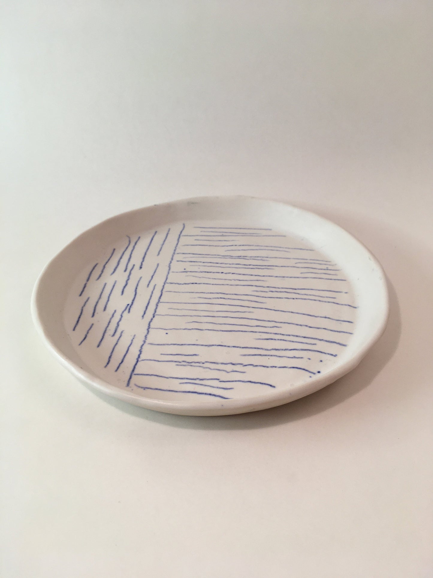 Porcelain Plate with Blue Lines I