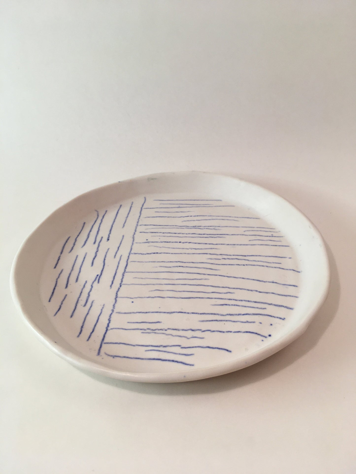 Porcelain Plate with Blue Lines I