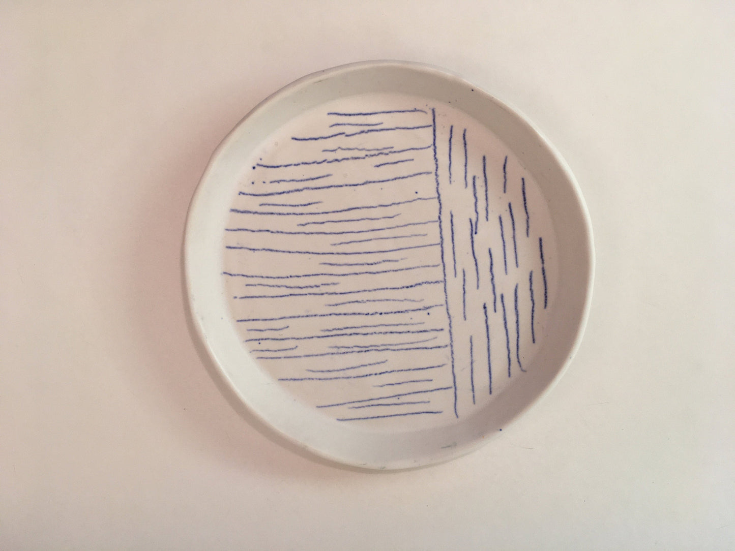 Porcelain Plate with Blue Lines I