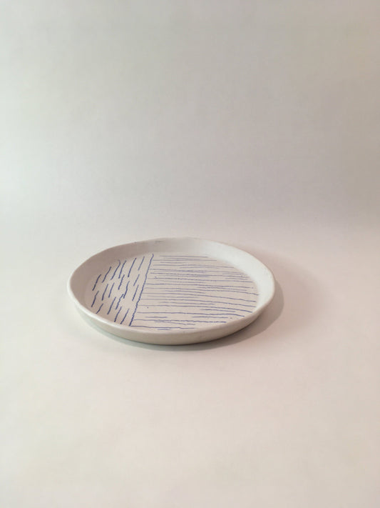 Porcelain Plate with Blue Lines I