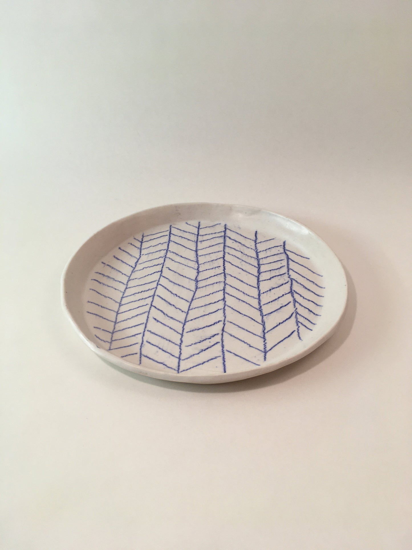 Porcelain Plate with Blue Line Pattern III