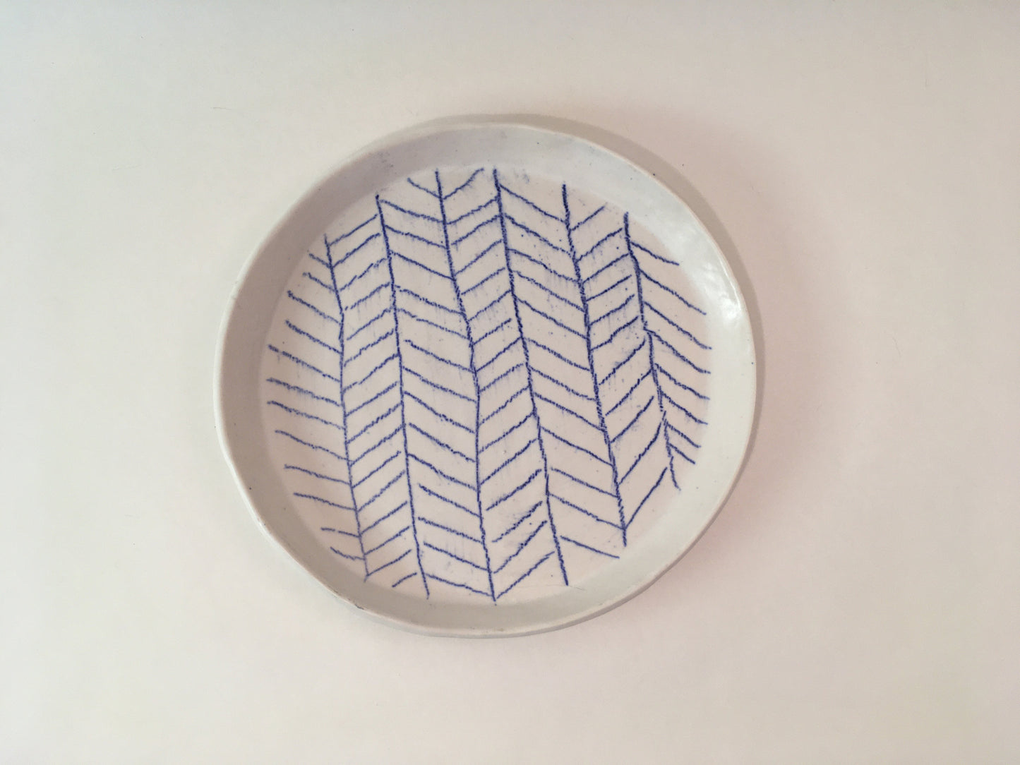 Porcelain Plate with Blue Line Pattern III