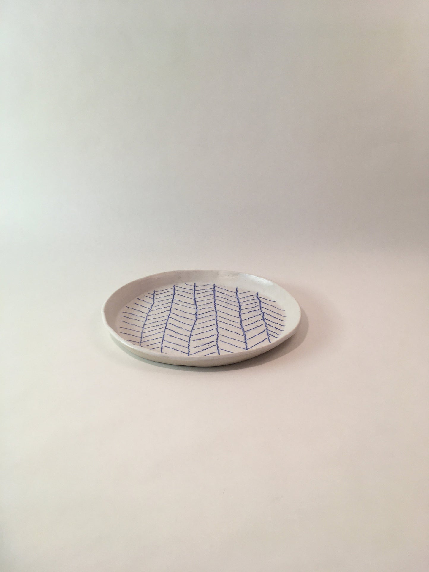 Porcelain Plate with Blue Line Pattern III