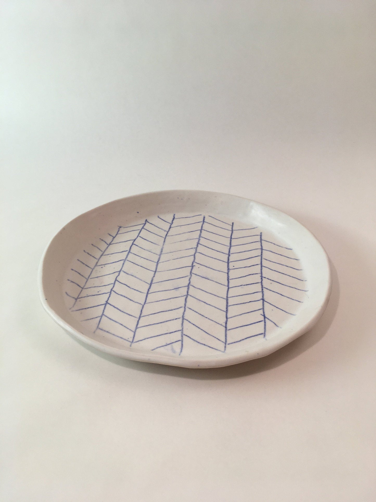 Porcelain Plate with Blue Line Pattern II