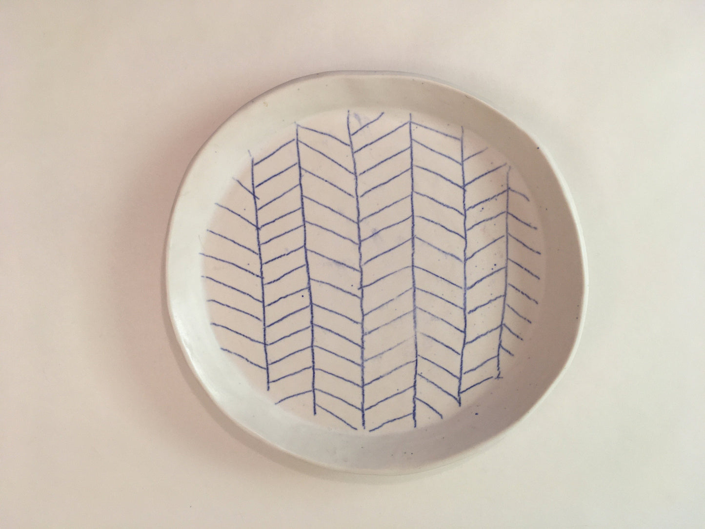 Porcelain Plate with Blue Line Pattern II